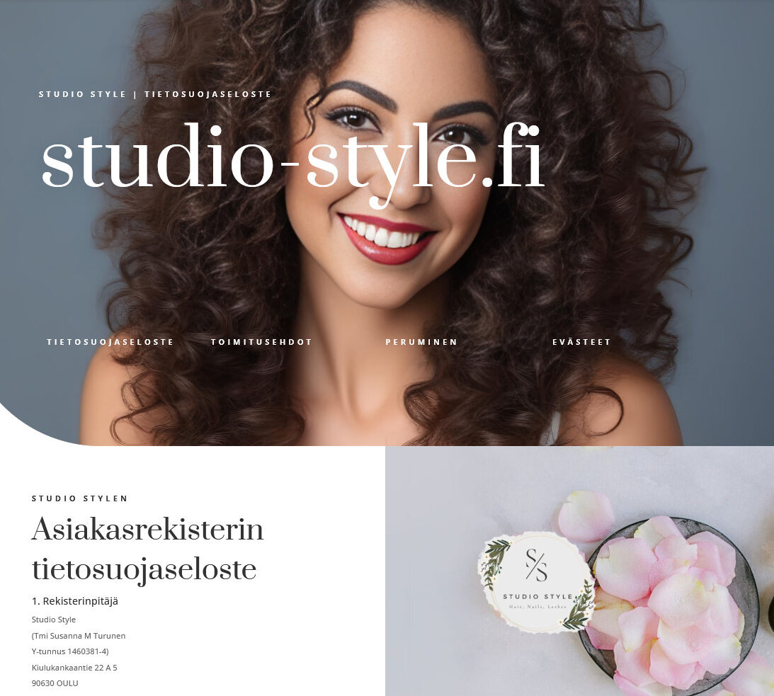 Studio Stylen verkkosivujen suunnittelu ja toteutus Anne Tervo